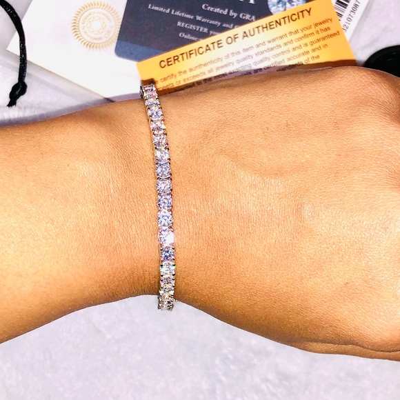 GRA certified VVS  moissanite diamond tennis bracelet 3.9mm Pass Diamond testers - Picture 8 of 10